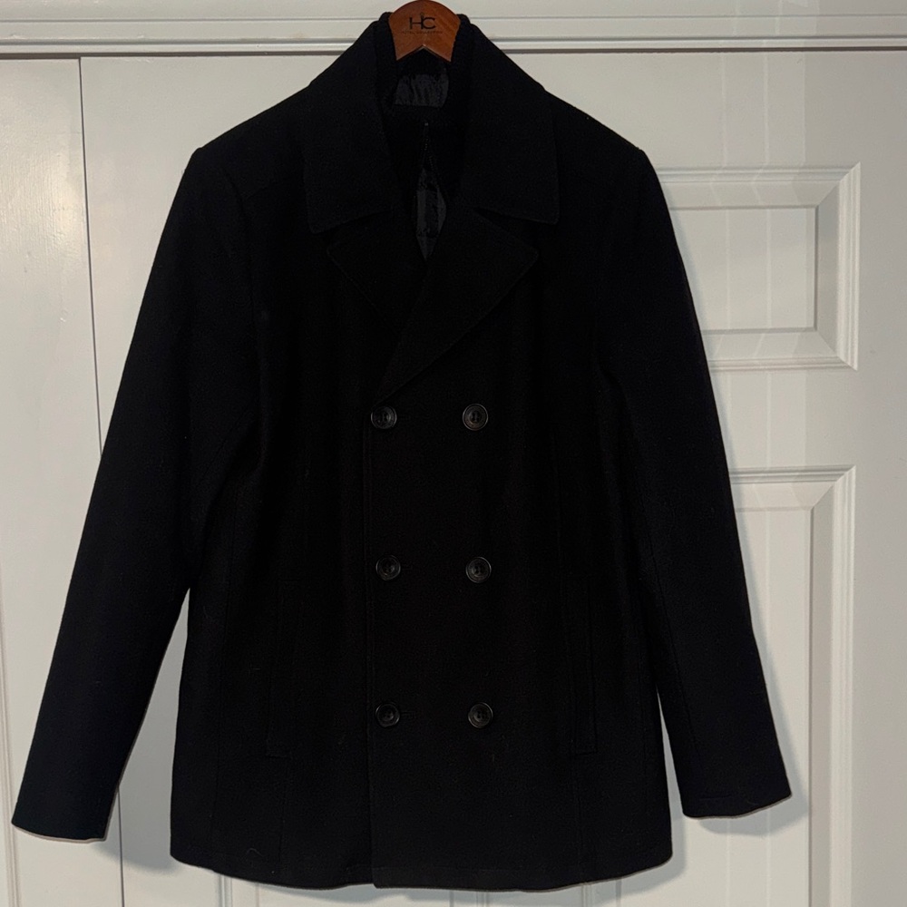 Kenneth Cole Black Wool Peacoat